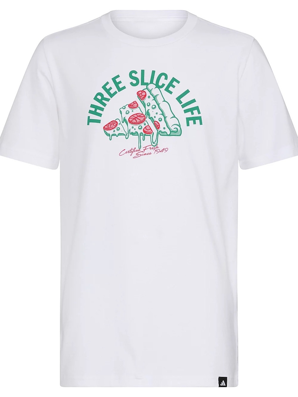 adidas White Graphic 'Three Slice Life' Tee - XL